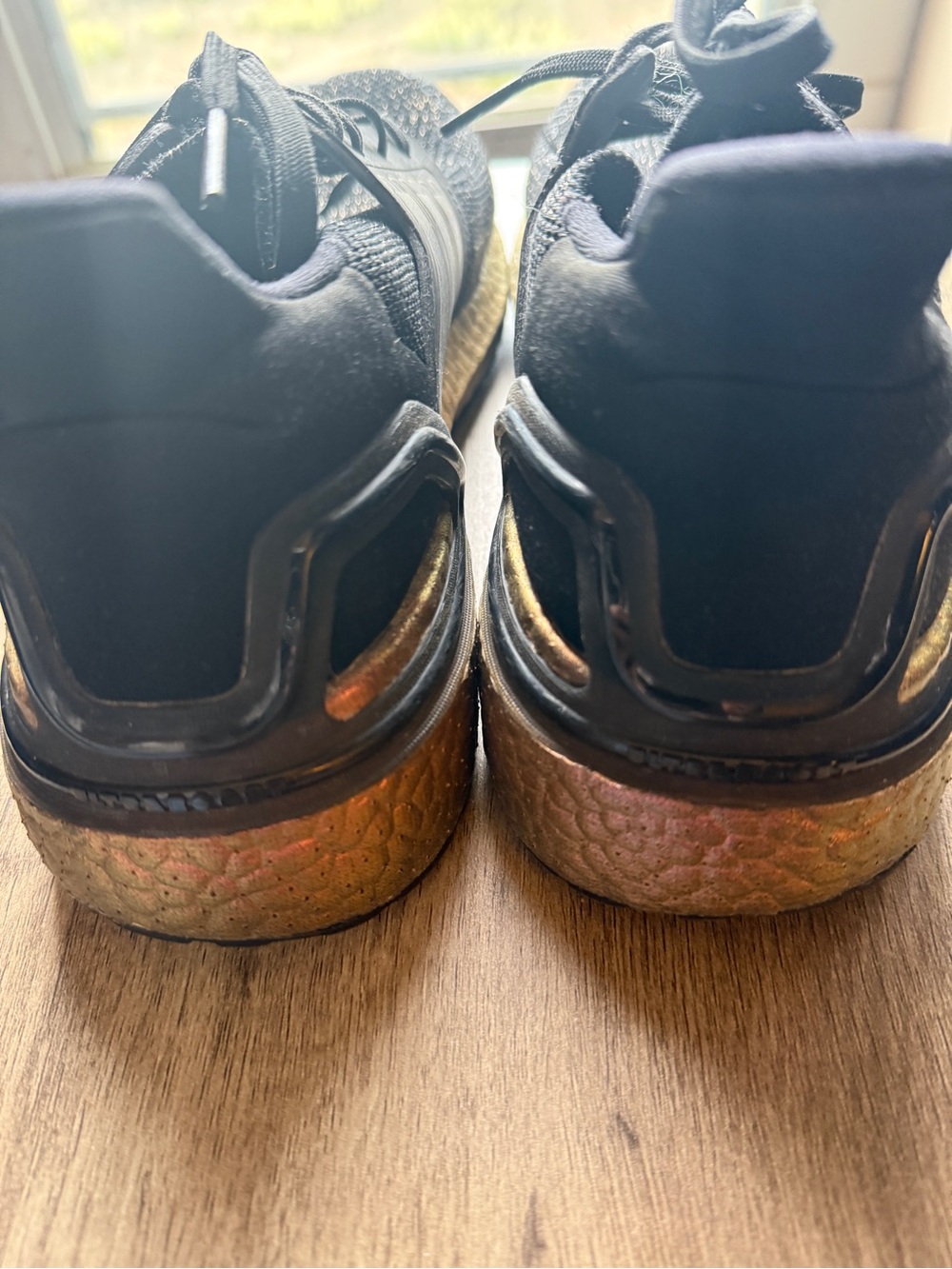 adidas Black Knit Running Shoes with Rose Gold Accents - Picture 9 of 9